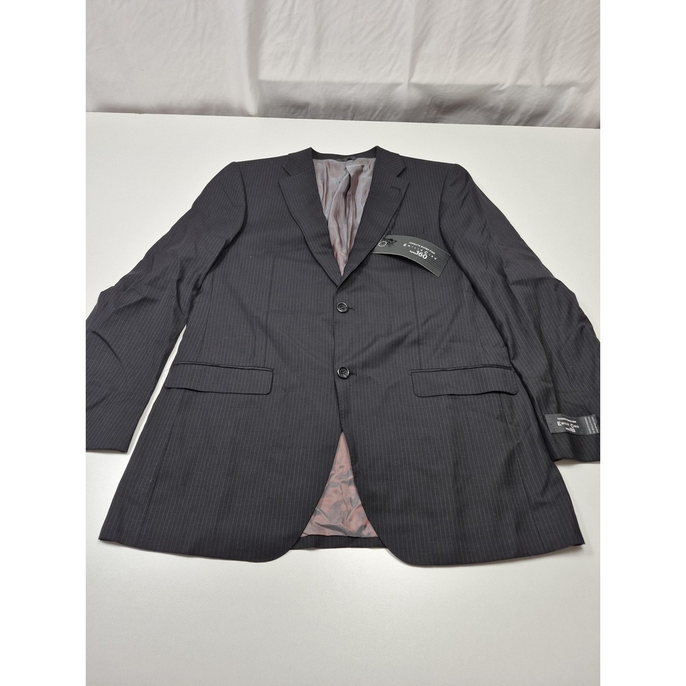 Emilio Ciro Blazer Mens 42L Black Pinstripe 100% Wool Suit Sport Coat Turbo 160